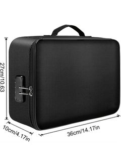 Generic File Storage Organizer Bag with Lock, File Storage Box Multi-Layer Large Capacity Certificate File Bag Portable Filing Organizer Bag for Travel Business and Home (Black)  - Image 2