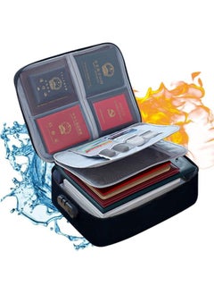 Generic File Storage Organizer Bag with Lock, File Storage Box Multi-Layer Large Capacity Certificate File Bag Portable Filing Organizer Bag for Travel Business and Home (Black)  - Image 1