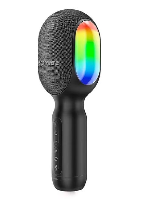 ميكروفون كاريوكي لاسلكي 5 في 1 ومكبر صوت مع أضواء RGB ديناميكية VocalMic باللون الأسود