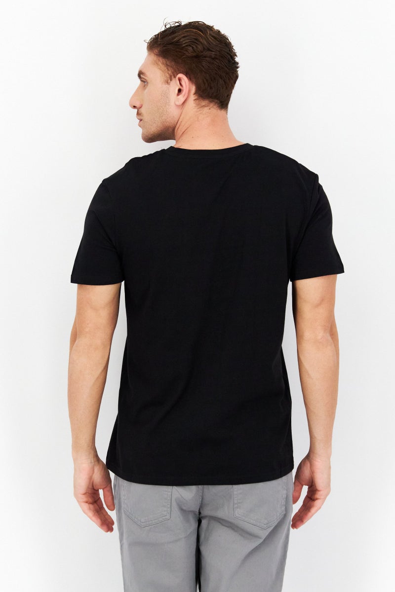 Bolzr تي شيرت رجالي بأكمام قصيرة وياقة دائرية، مطبوع برسومات، أسود - Image 2