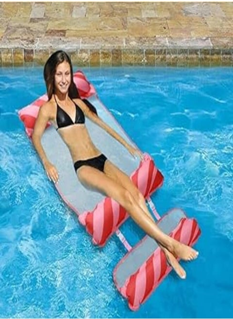 Inflatable Water Hammock Bed for Adults, Portable Floating Floats 4 in 1 Swimming Water Floats - Pink