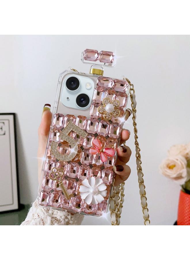 S-TOP Case For iPhone 15 Crossbody Perfume Bottle Handmade Inlaid Diamond PC Phone Case - Image 1