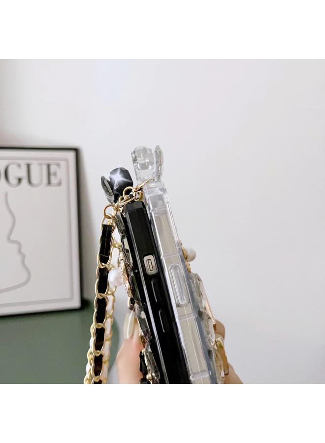 S-TOP Case For iPhone 15 Crossbody Perfume Bottle Handmade Inlaid Diamond PC Phone Case - Image 5