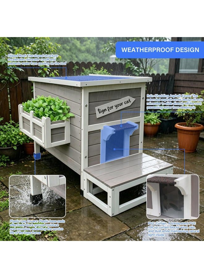 Rockever Outdoor Cat Shelter with Escape Door Rainproof Outside Kitty House - Image 5