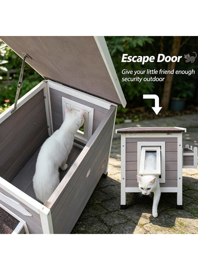 Rockever Outdoor Cat Shelter with Escape Door Rainproof Outside Kitty House - Image 4