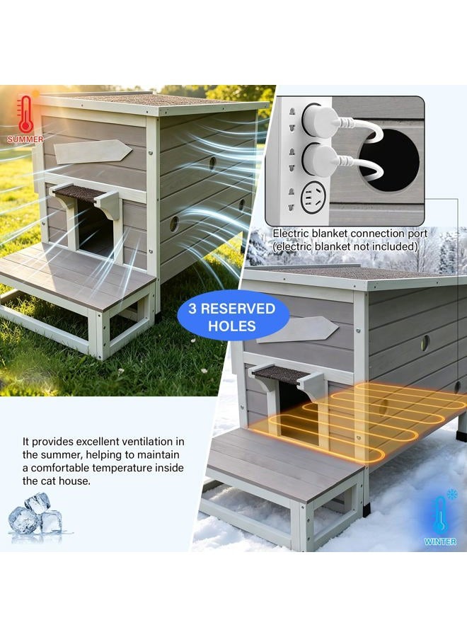 Rockever Outdoor Cat Shelter with Escape Door Rainproof Outside Kitty House - Image 3