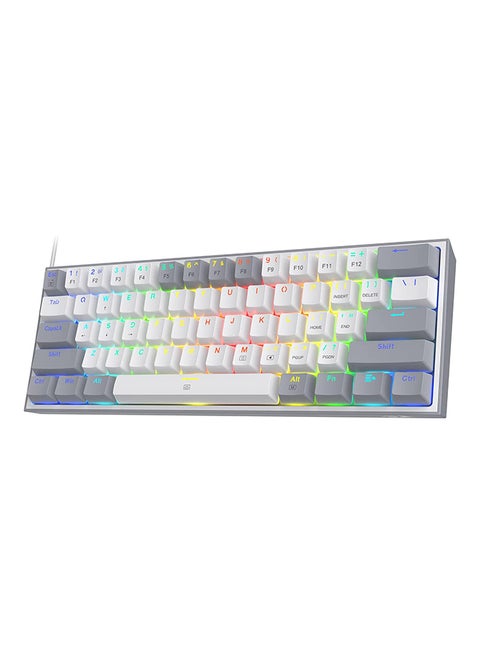 لوحة مفاتيح ألعاب Redragon K617 Fizz سلكية بنسبة 60% RGB، 61 مفتاحًا لوحة مفاتيح ميكانيكية مدمجة مع أغطية مفاتيح باللون الأبيض والرمادي، مفتاح أحمر خطي، برنامج تشغيل/برنامج مدعوم