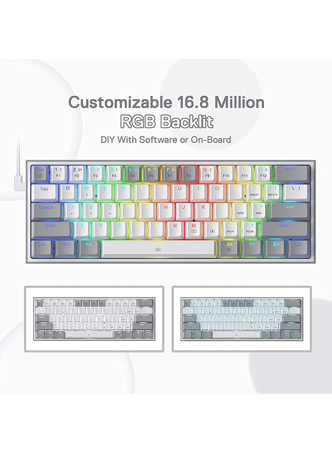 REDRAGON FIZZ RGB WIRED KEYBOARD RED SWITCH 61 KEYS WHITE/GREY K617-RGB WG