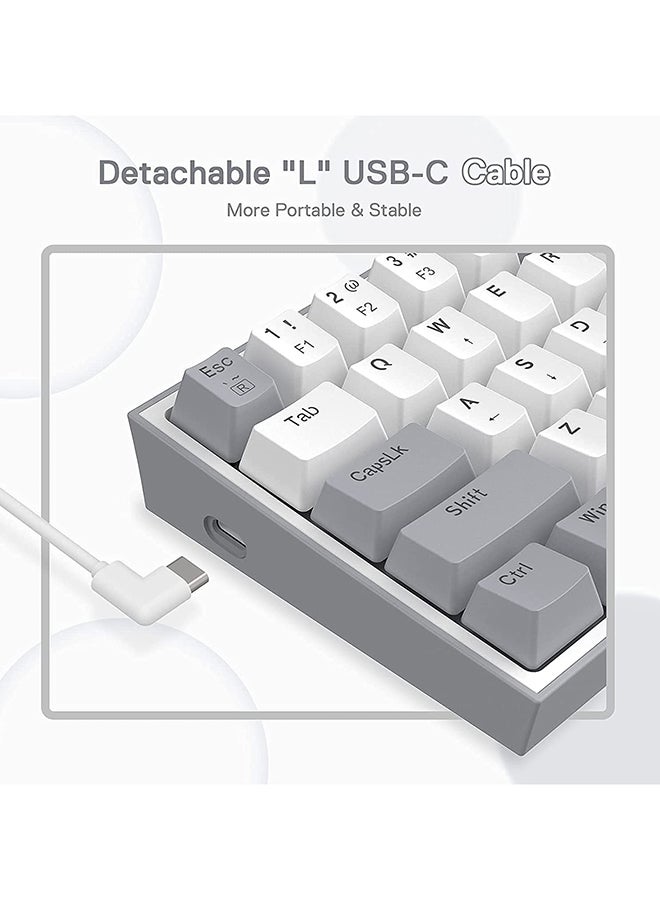REDRAGON FIZZ K617 60% Mechanical Keyboard, Red Key Switches, Hot-Swappable, Detachable Type-C Cable, Pro Software Customizable RGB, Full Rollover 61-Keys, White/Gray | K617-RGB - Image 3