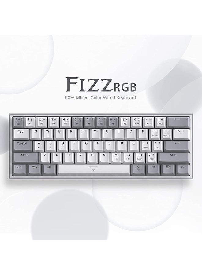 REDRAGON FIZZ RGB WIRED KEYBOARD RED SWITCH 61 KEYS WHITE/GREY K617-RGB WG