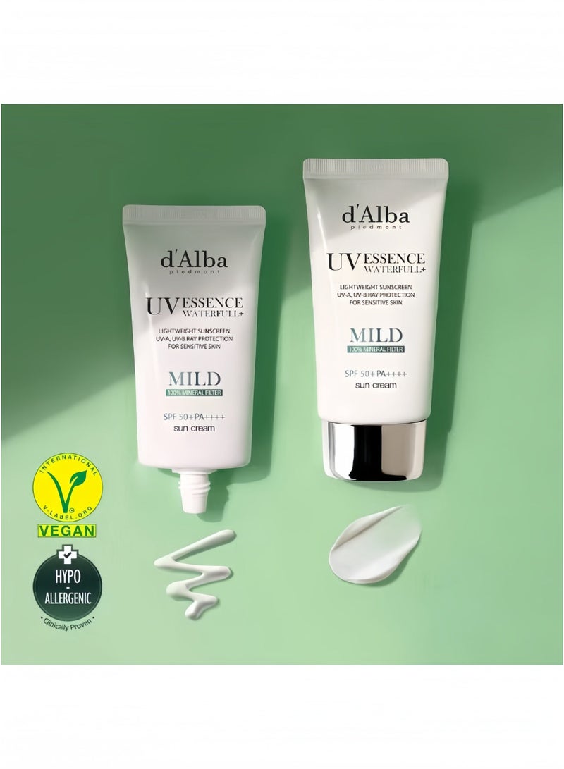 d'Alba وايت ترفل واقي شمس مائي خفيف، نباتي، واقي شمس معدني، SPF 50+ PA++++، واقي شمس غير نانو مناسب للبشرة الحساسة، لمسة لطيفة وخفيفة، العناية بالبشرة الكورية - Image 2