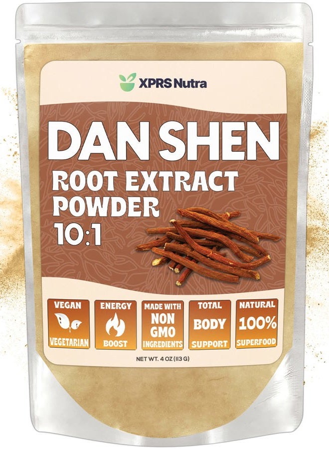 XPRS Nutra Dan Shen Root Extract Powder 10:1- Premium Dan Shen (Red Sage) Concentrated Powder - Vegan Friendly Danshen (4 oz) - Image 1