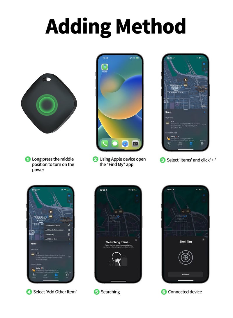 Bcarenest Smart Bluetooth Tracker (iOS Only, Apple Find My Compatible) - Anti-Lost Device for Kids, Backpacks, Wallets, Luggage & Bicycles | Airtag Alternative (Black) - Image 5