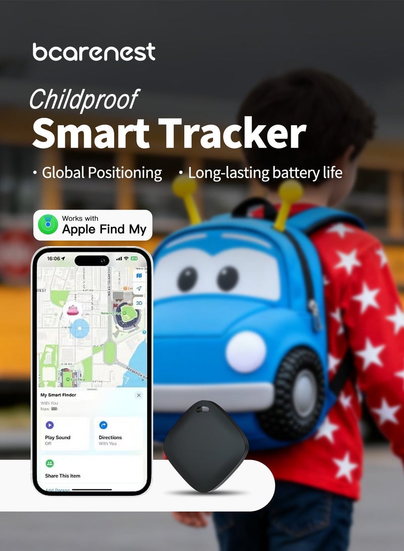 Bcarenest Smart Bluetooth Tracker (iOS Only, Apple Find My Compatible) - Anti-Lost Device for Kids, Backpacks, Wallets, Luggage & Bicycles | Airtag Alternative (Black) - Image 2
