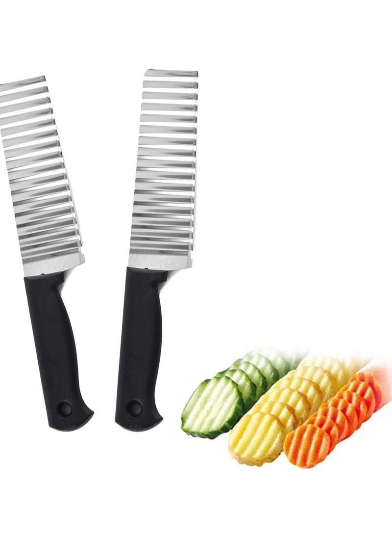 CMGTYYD 2PCS Crinkle Cutter, Crinkle Chip Cutter, Chip Cutter for Perfect Fries and Chips, Easy to Use and Clean, Ideal for Home Cooking and Kitchen Use  - Image 1