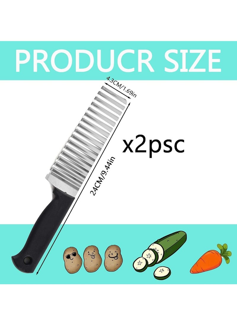 CMGTYYD 2PCS Crinkle Cutter, Crinkle Chip Cutter, Chip Cutter for Perfect Fries and Chips, Easy to Use and Clean, Ideal for Home Cooking and Kitchen Use  - Image 2