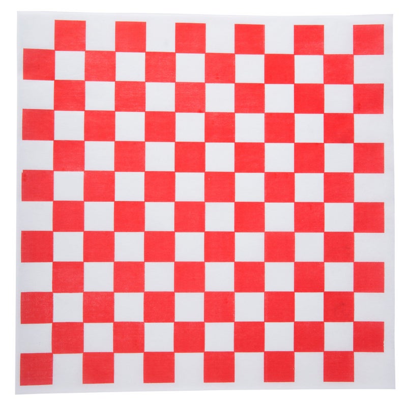 CakeSupply Checkered Deli Basket Liner 12 X 12 Inches Red and White 100 Count 