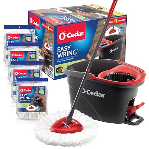 o cedar OCedar Easywring Microfiber Spin Mop Bucket Floor Cleaning System with 4 Extra Refills