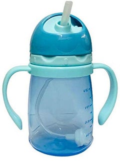 Nabhya Kids Plastic Joy Spill Proof Transparent With Gravity Ball Straw Sipper Cup Water Bottle With Handles (Blue 250 Ml)  - Image 4