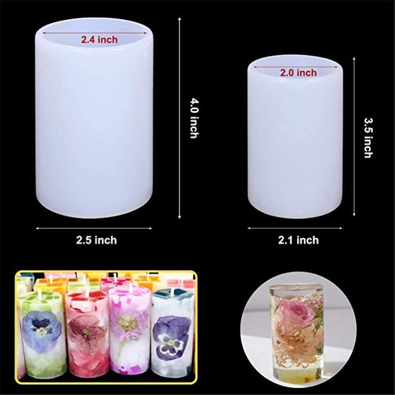 GTian 2 Sizes Cylinder Candle Molds for Candle Making Silicone Candle Molds Pillar Candles Resin Mould Epoxy Resin Casting Molds for DIY Aromatherapy Candles, Wax, Soaps, Polymer Clay - Image 3