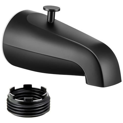Enhon Tub Spout with Rear Diverter Bathtub Spout Fitting 12Inch or 34Inch IPS 514 Inch Length Bathroom Bathtub Faucet with AdapterMatte BlackWithout Handheld Shower Fitting - Image 1