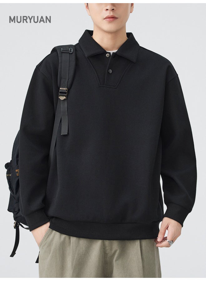 Style G Collar Polo Shirt Top Men's Autumn New Split Patchwork Sweatshirt - Image 5