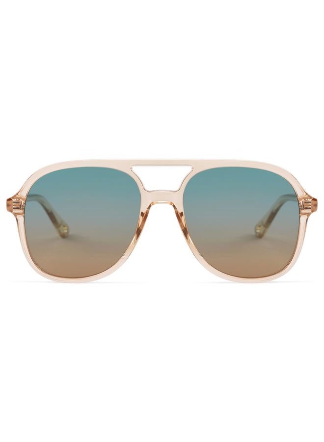 Sojos Retro Square Polarized Aviator Sunglasses Womens Mens 70s Vintage Double Bridge Sun Glasses SJ2174, Clear Brown/Green & Brown - Image 2