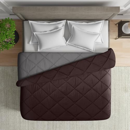 Wakefit Comforter Single Bed | 120 GSM | Quilt AC Blanket for Single Size Bed | Reversible Super Soft Microfiber Blanket | 90x60 Inches - Brown Stone & Night Owl - Image 1