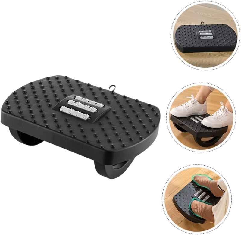 Tarkan Mini Rocking Footrest, 33x23.5x12 cm, Under Desk Foot Riser, Toilet Stool, Black - Image 2