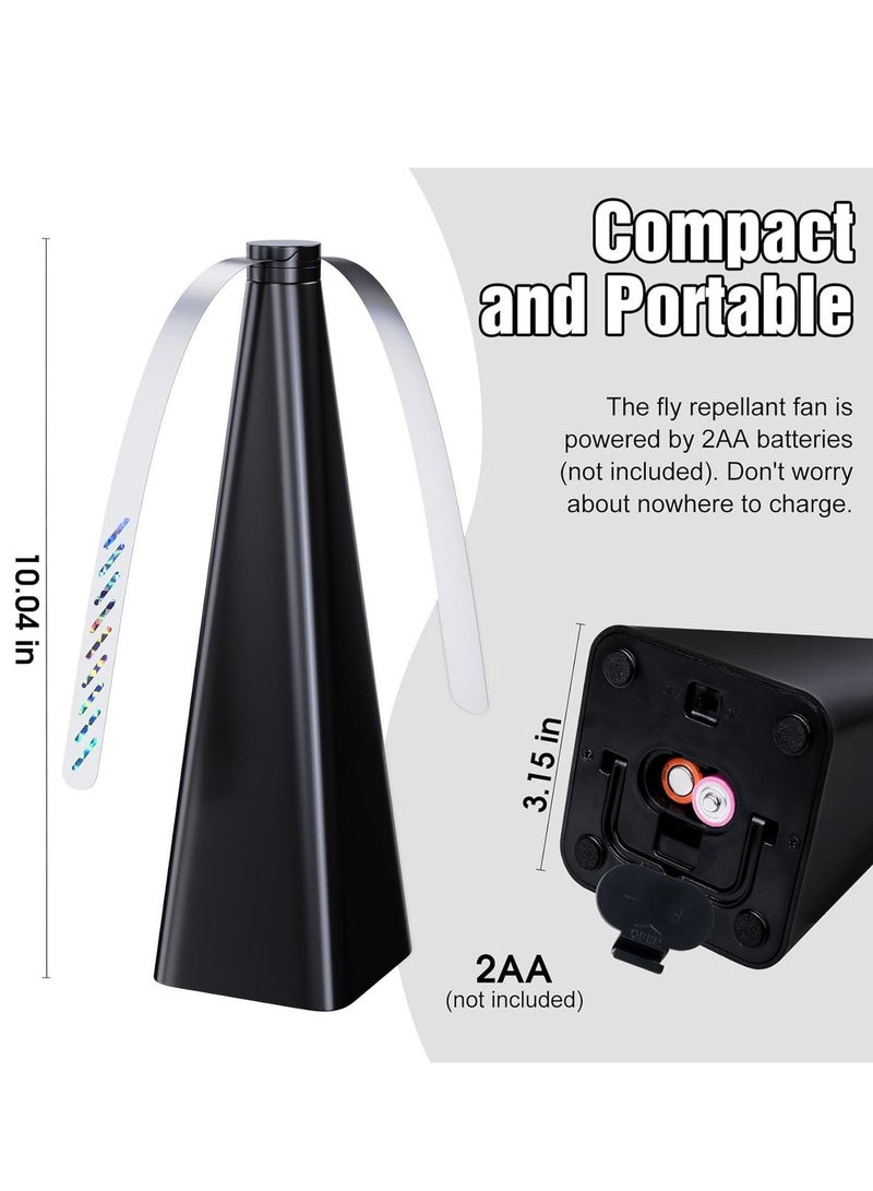 Y&D 3PCS Glovv Fly Fans for Tables, Food Fans to Keep Flies Away Indoor Outdoor, Bug Deterrent Spinners Portable Battery Powered Flies Table Top Fan for Dinner Home, Camping, Picnic (Black 3 Pack) - Image 4