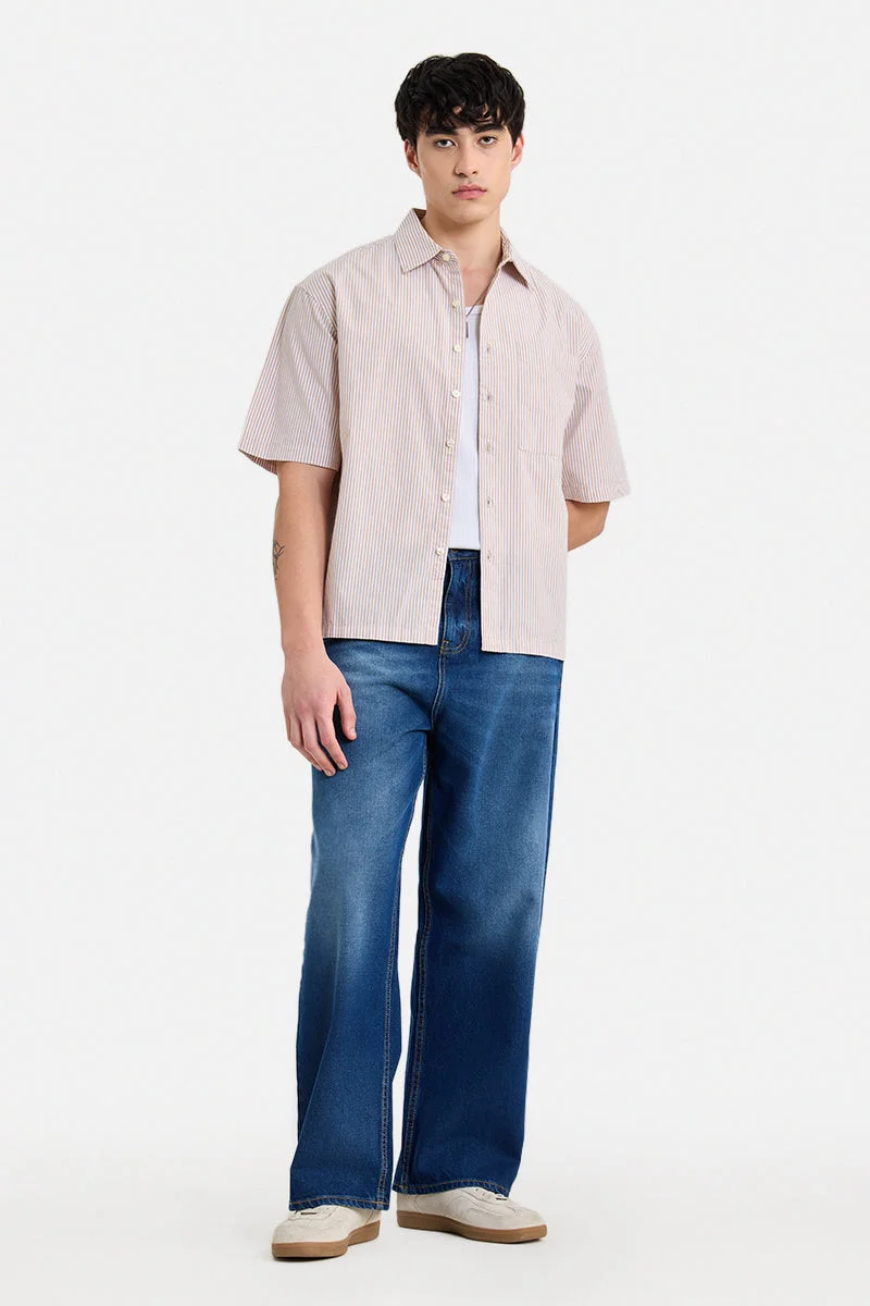 سنيتش Blue Solid Loose Fit Streetwear Jeans