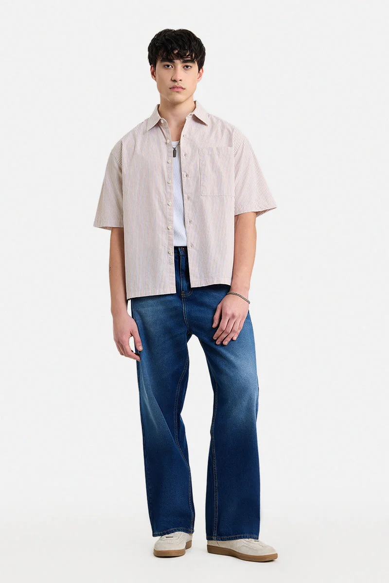 Snitch Blue Blue Solid Loose Fit Streetwear Jeans for Men | Best Price UAE