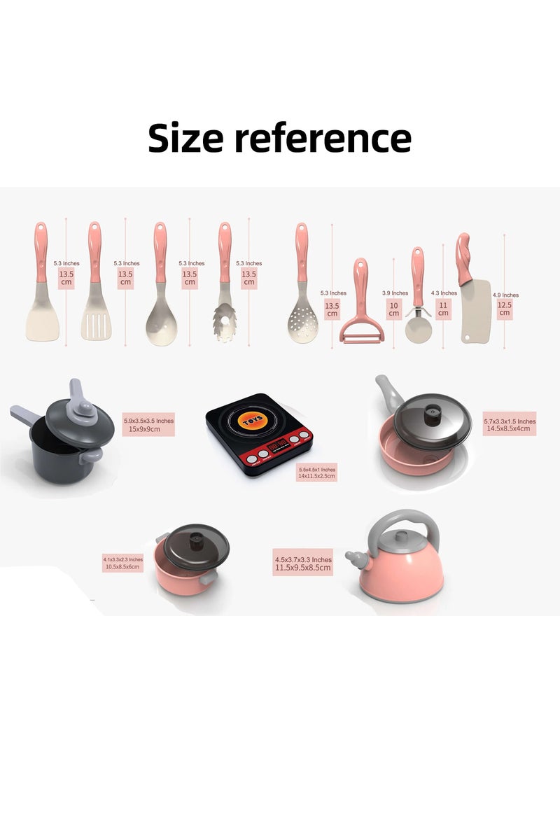 إيروريكس مجموعة أدوات مطبخ صغيرة وردية اللون مكونة من 28 قطعة، ألعاب مطبخ للأطفال، ألعاب طبخ تمثيلية، أدوات طهي - Image 2