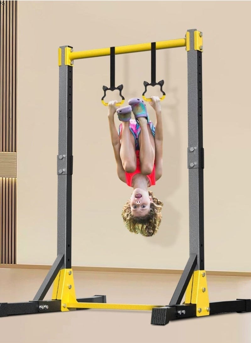 والالا الأشرطة الرياضية القابلة للتعديل في الارتفاع - أشرطة الجمباز الأفقية للتدريب للأطفال - أشرطة تدريب القردين القابلة للطي للأطفال - معدات صالة الألعاب الرياضية المنزلية مع الحلقات والأرجوحات. - Image 4