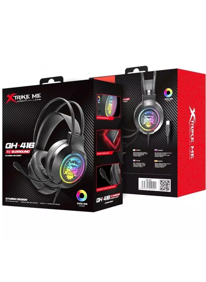 سماعة ألعاب GH416 USB RGB - صوت محيطي 7.1