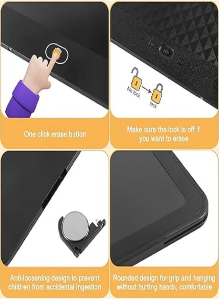 16 Inch LCD Writing Tablet for Kids, Colorful Drawing Board for Kids, Erasable and Reusable Electronic Drawing Board, LCD Drawing Tablet for Toddlers - Black - Image 2