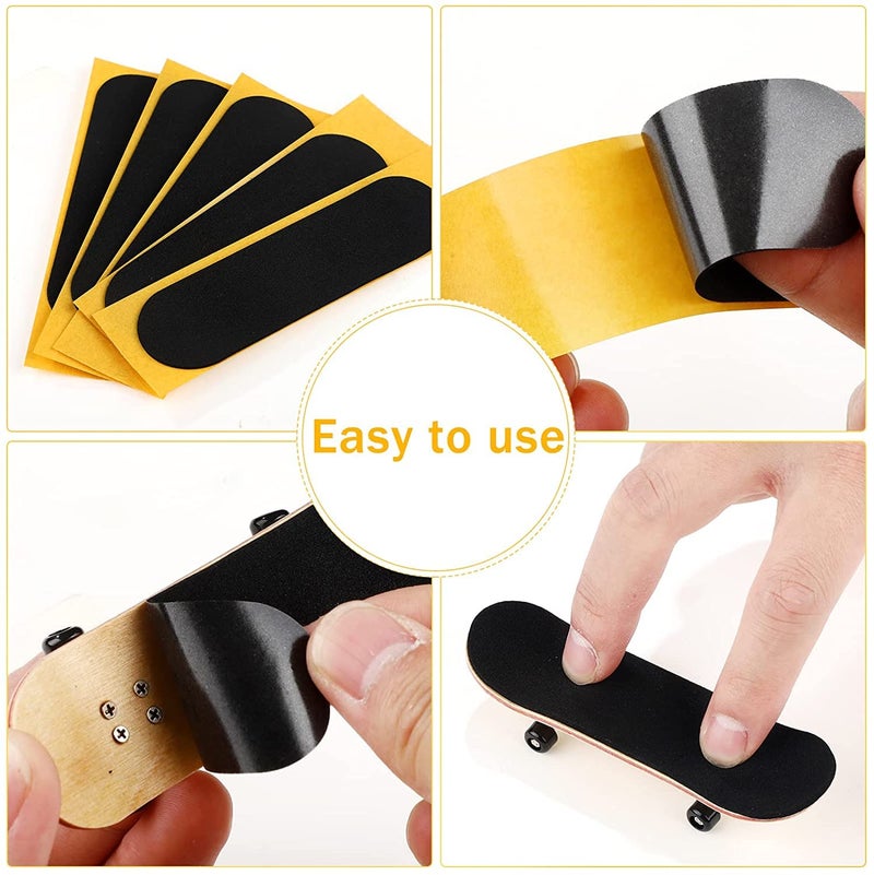 WINDIR 24pcs Grip Tape for Fingerboards,Precut 28×100mm Pro Finger Toys Foam Grip Tape, Professional Black Wooden MiNi Skateboards (24pcs Precut) - Image 5
