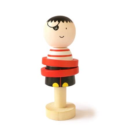 Shumee Handmade Wooden Pirate Rattle Toy for Babies (3 Years+) | Organic Natural Wood Baby Rattle | Multicolour Sensory Toy | Beeswax Sealed Safe Teether | Perfect Gift for Infants | Screen-Free Toy - Image 1
