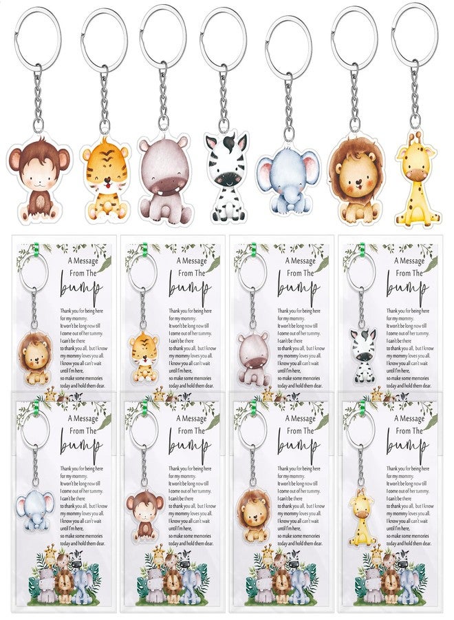 Landical 50 Sets Baby Shower Party Favors Animal Keychains Thank You Card Decorations for Gender Reveal Guest Gift, 8 Styles(Safari) - Image 1