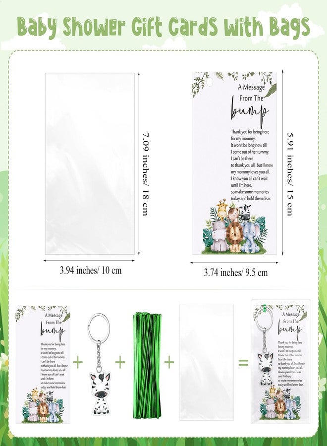 Landical 50 Sets Baby Shower Party Favors Animal Keychains Thank You Card Decorations for Gender Reveal Guest Gift, 8 Styles(Safari) - Image 3