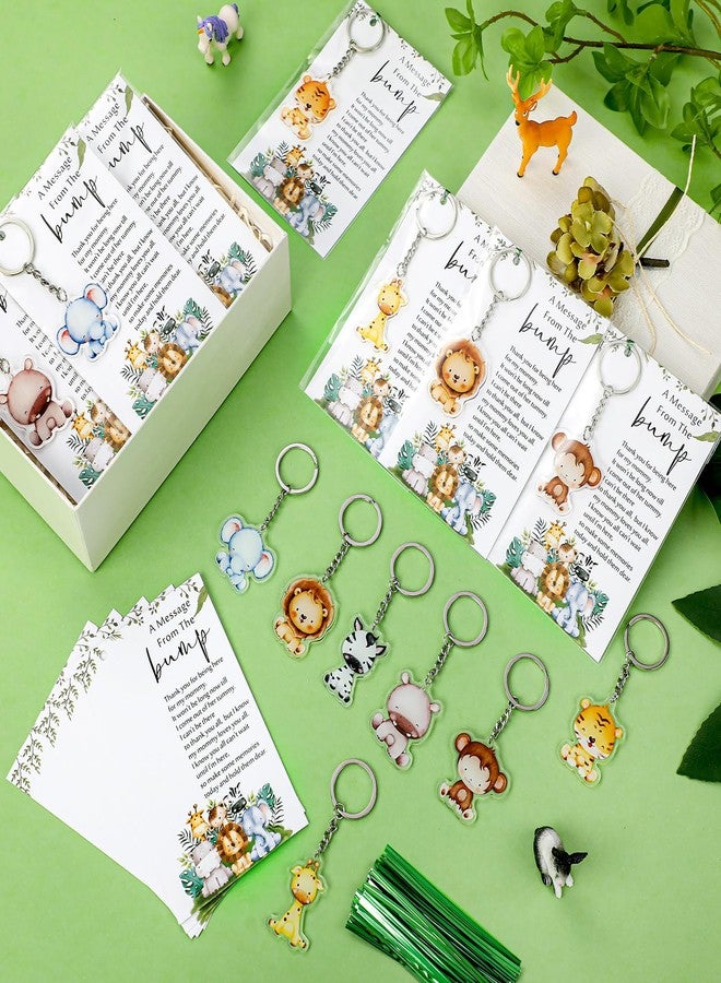 Landical 50 Sets Baby Shower Party Favors Animal Keychains Thank You Card Decorations for Gender Reveal Guest Gift, 8 Styles(Safari) - Image 5