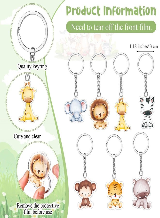 Landical 50 Sets Baby Shower Party Favors Animal Keychains Thank You Card Decorations for Gender Reveal Guest Gift, 8 Styles(Safari) - Image 2