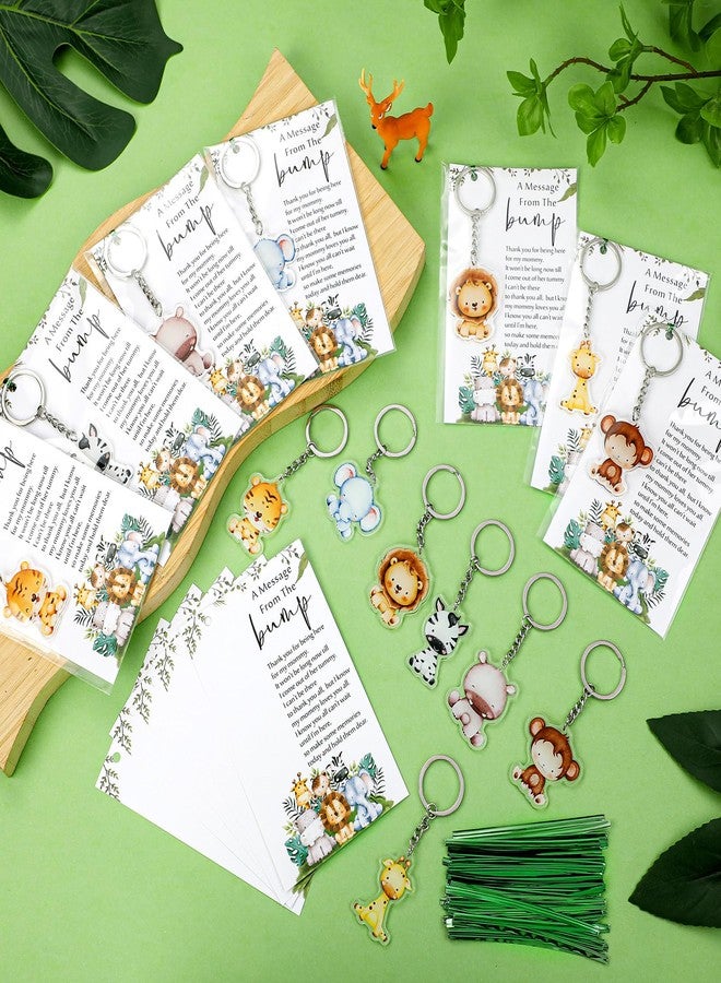 Landical 50 Sets Baby Shower Party Favors Animal Keychains Thank You Card Decorations for Gender Reveal Guest Gift, 8 Styles(Safari) - Image 4