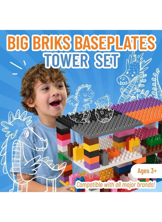 Strictly Briks Strictly Briks Compatible with Lego Toy Building Block, Big Brick Tower Gift Set for Ages 3 and Up, Rainbow Colors, 12 7.5”x3.75” Base Plates and 96 Assorted Big Bricks, 108 Pieces  - Image 2