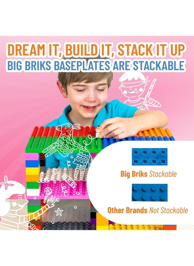 Strictly Briks Strictly Briks Compatible with Lego Toy Building Block, Big Brick Tower Gift Set for Ages 3 and Up, Rainbow Colors, 12 7.5”x3.75” Base Plates and 96 Assorted Big Bricks, 108 Pieces  - Image 5