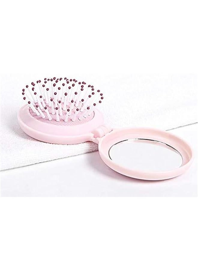1 Piece Circular Folding Comb Mirror Hair Comb Massage Small Air Cushion Mirror Comb Plastic Air Bag Comb Portable Pink Comb  - Image 3