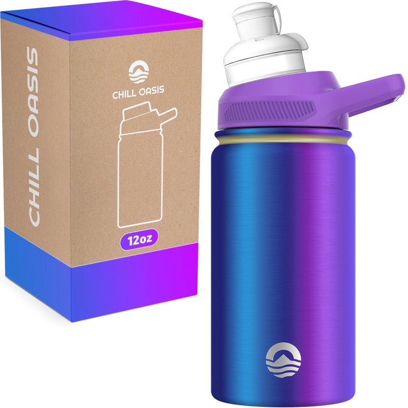 Chill Oasis Water Bottle | Compatible With Popular Flavor Cartridges | BPA Free, Leak Proof, Double-Walled Vacuum Insulated Stainless Steel, and Dishwasher Safe | Cold for 24 Hours (Aura, 12oz) - Image 1