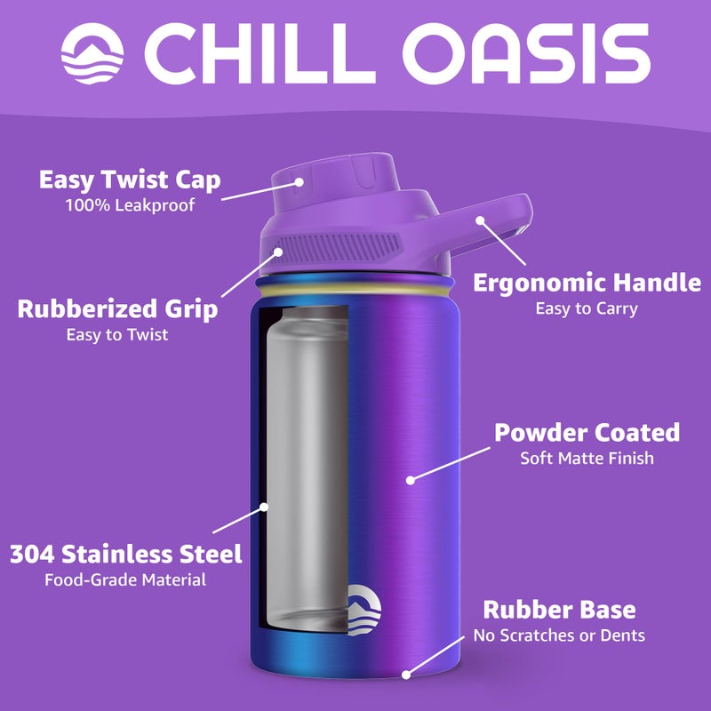 Chill Oasis Water Bottle | Compatible With Popular Flavor Cartridges | BPA Free, Leak Proof, Double-Walled Vacuum Insulated Stainless Steel, and Dishwasher Safe | Cold for 24 Hours (Aura, 12oz) - Image 3