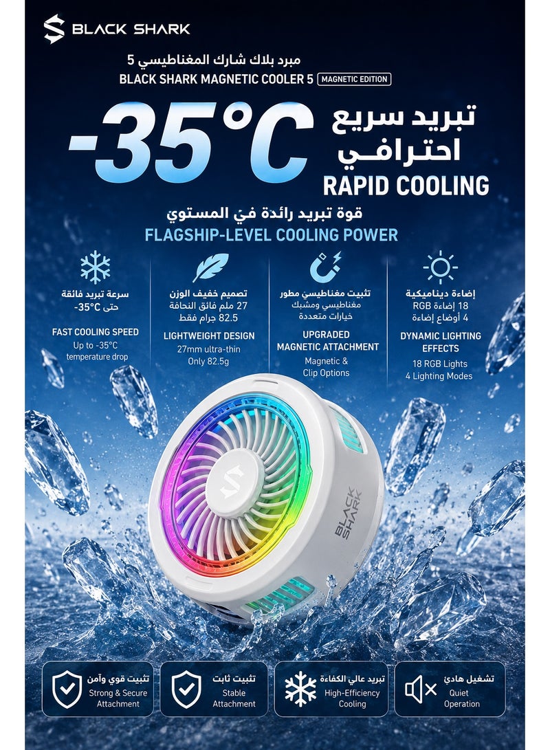 BLACK SHARK Blackshark 5 funcooler Phone Cooler, 20W Magnetic Cooling Fan with App Control, Ultra-Quiet Portable Cooling Pad, Strong Magnetic Attachment for iPhone, Android, RedMagic & iPad – Perfect for FPS Games like PUBG Mobile & Call of Duty Mobile - Image 2