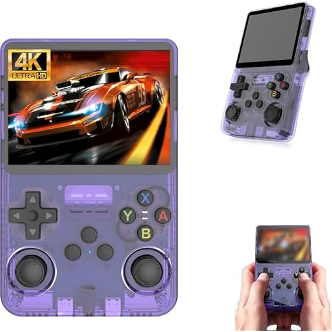 R36S RETRO HANDHELD GAME CONSOLE BUILT-IN 15000+ CLASSIC GAMES, 3.5-INCH IPS LARGE SCREEN PORTABLE POCKET CONSOLE VIDEO PLAYER WITH 64G TF CARD, 3500MAH RECHARGEABLE HANDHELD GAMING CONSOLE (GRAY) - Image 1